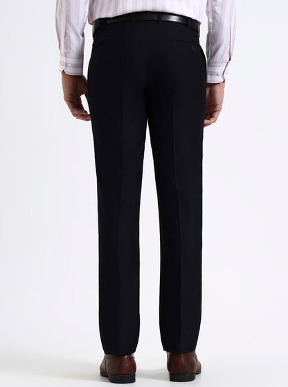Navy Blue Solid Slim Fit Formal Trouser | Metal