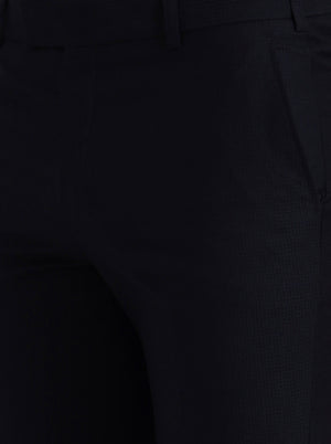 Navy Blue Solid Slim Fit Formal Trouser | Metal