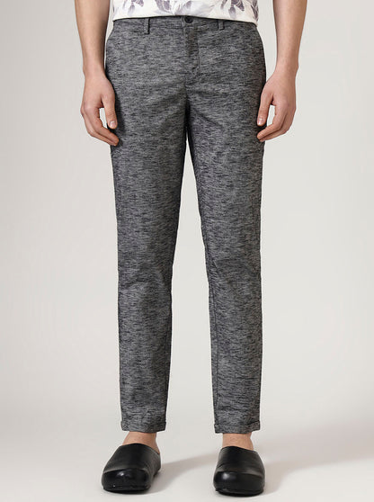 Black Printed Neo Fit Casual Trouser | Greenfibre