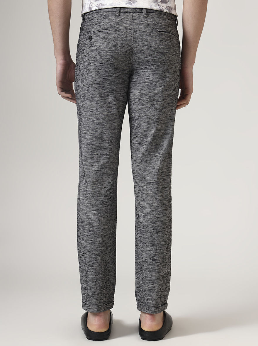 Black Printed Neo Fit Casual Trouser | Greenfibre
