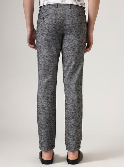 Black Printed Neo Fit Casual Trouser | Greenfibre