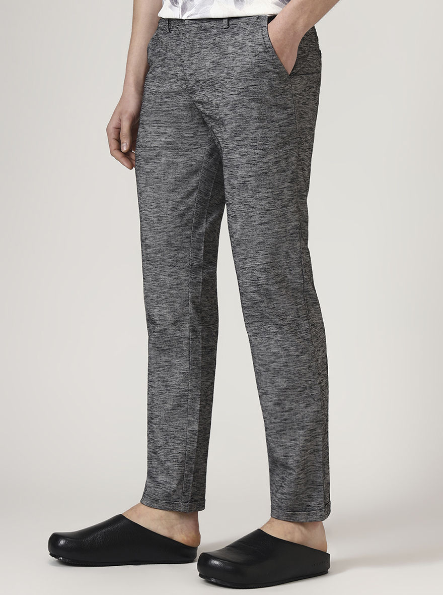 Black Printed Neo Fit Casual Trouser | Greenfibre