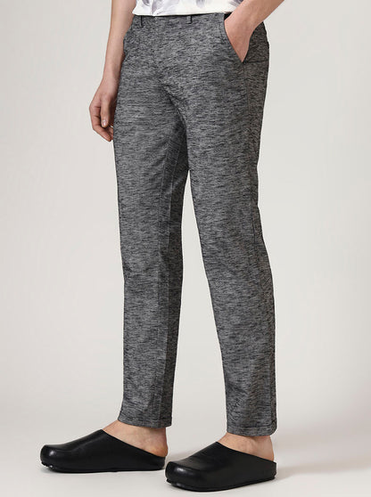 Black Printed Neo Fit Casual Trouser | Greenfibre