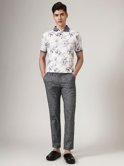 Black Printed Neo Fit Casual Trouser | Greenfibre