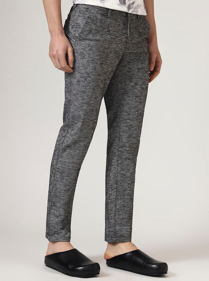 Black Printed Neo Fit Casual Trouser | Greenfibre