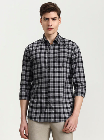 Black Checked Slim Fit Casual Shirt | JadeBlue