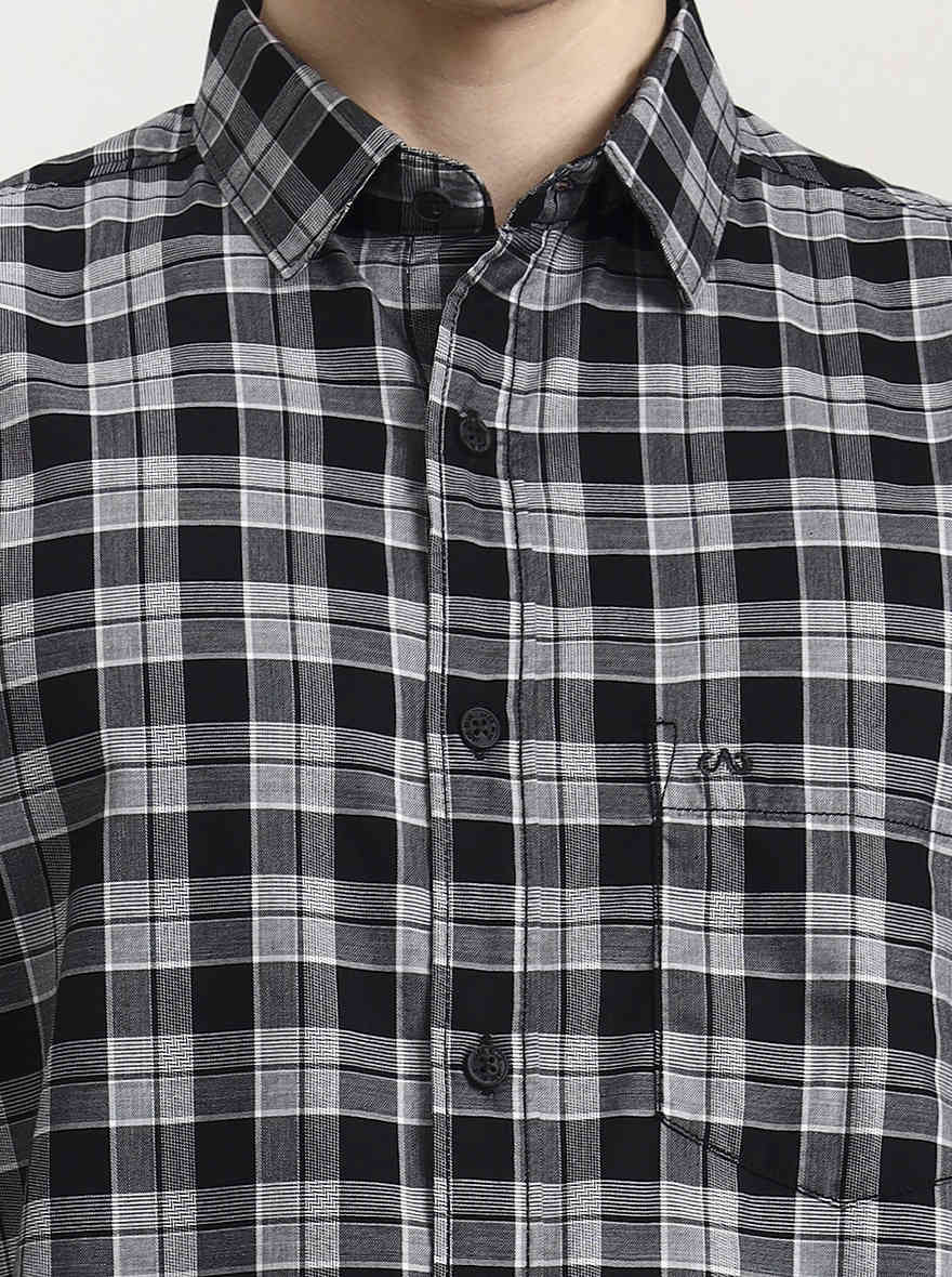 Black Checked Slim Fit Casual Shirt | JadeBlue