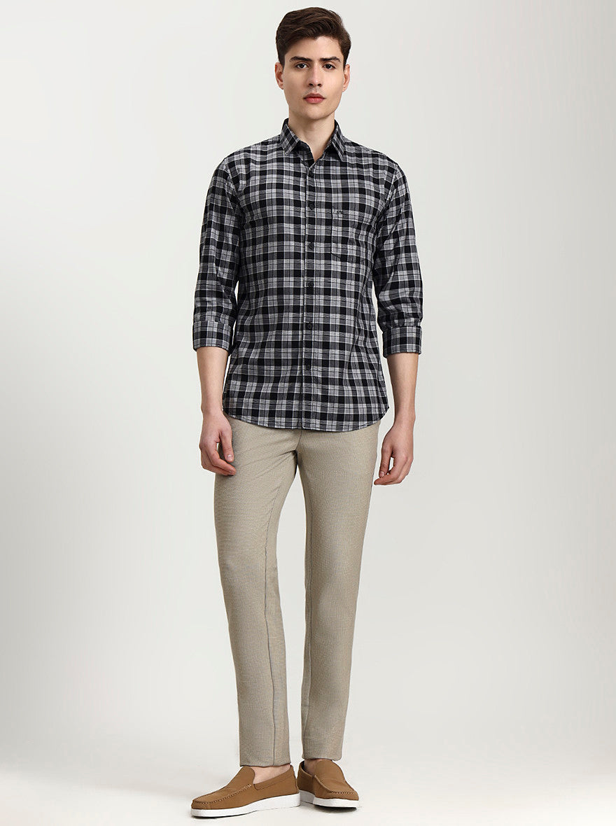 Black Checked Slim Fit Casual Shirt | JadeBlue