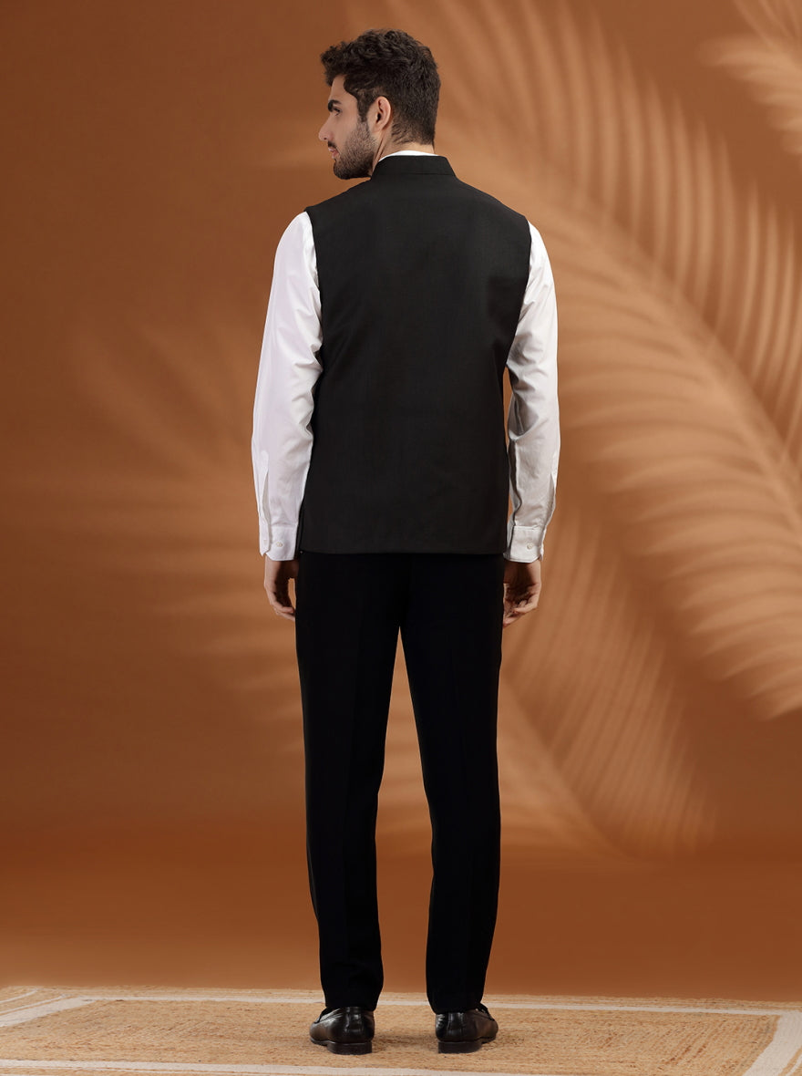 Black Printed Waistcoat | Greenfibre