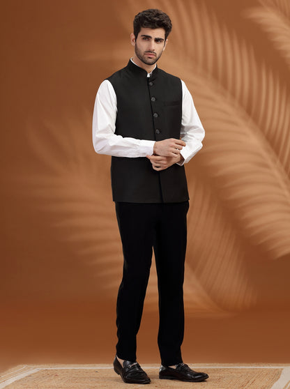 Black Printed Waistcoat | Greenfibre