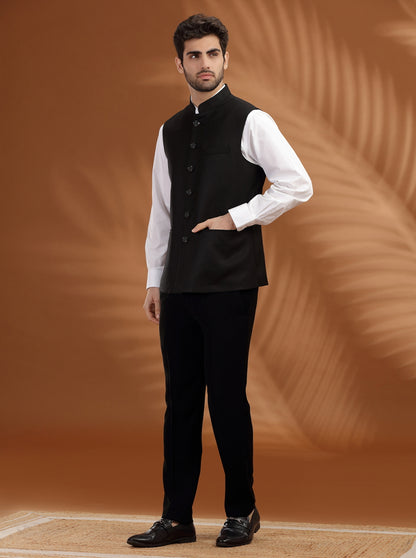 Black Printed Waistcoat | Greenfibre
