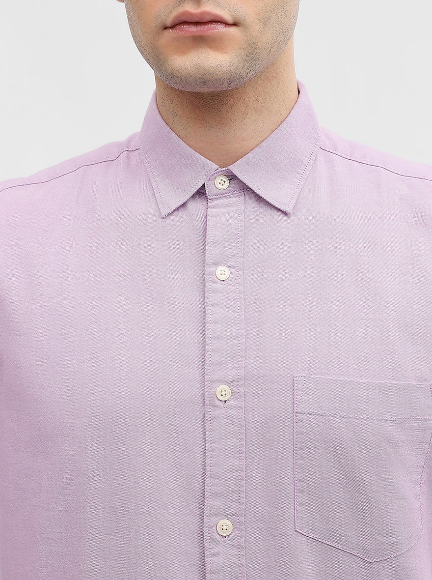 Lilac Purple Solid Slim Fit Casual Shirt | JadeBlue