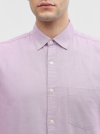 Lilac Purple Solid Slim Fit Casual Shirt | JadeBlue
