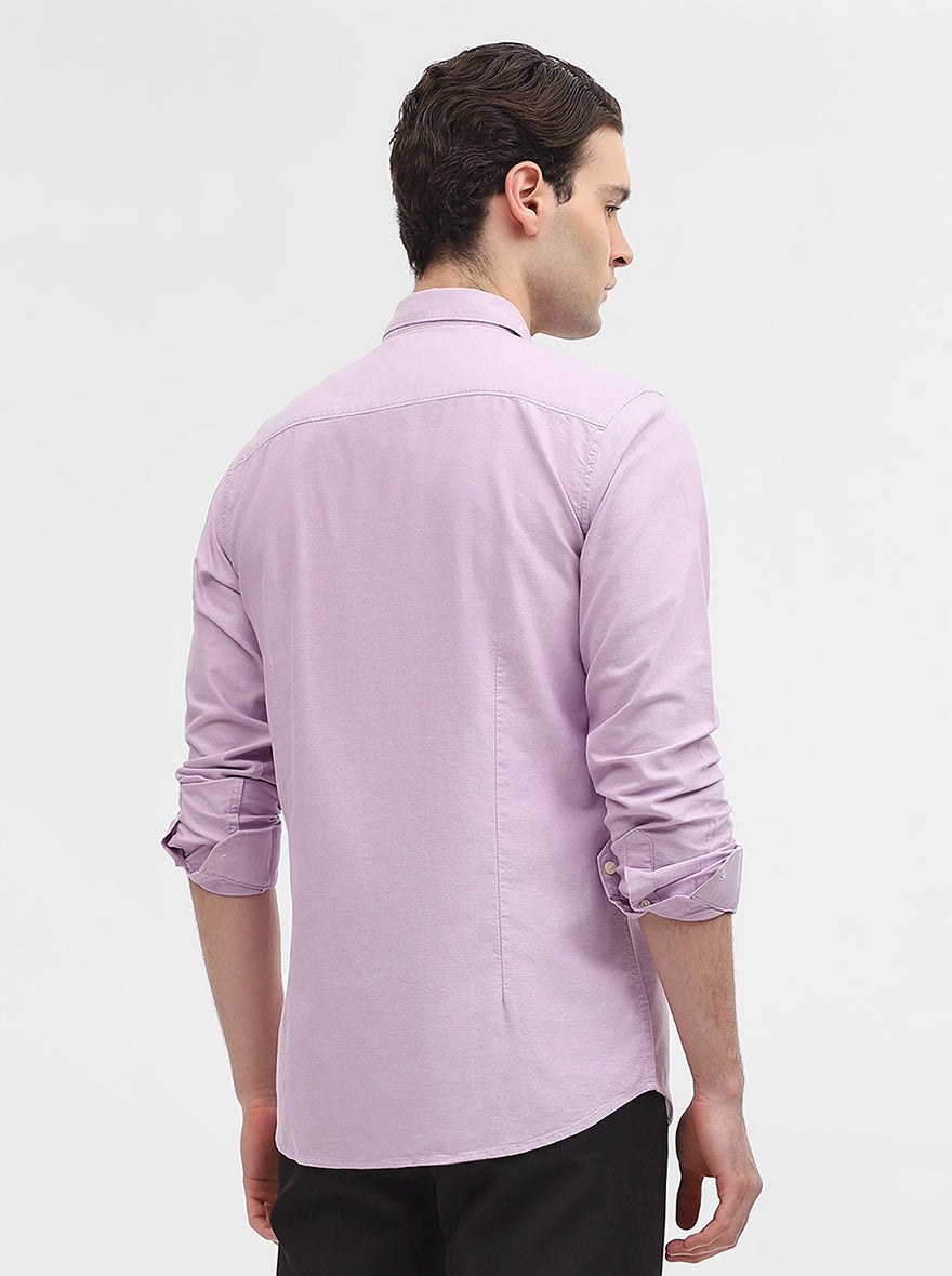Lilac Purple Solid Slim Fit Casual Shirt | JadeBlue
