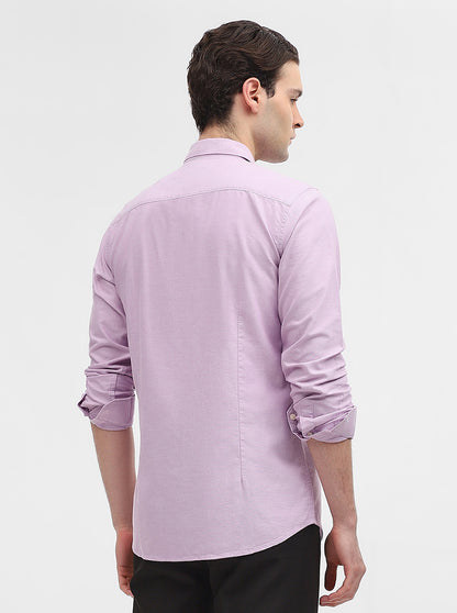 Lilac Purple Solid Slim Fit Casual Shirt | JadeBlue