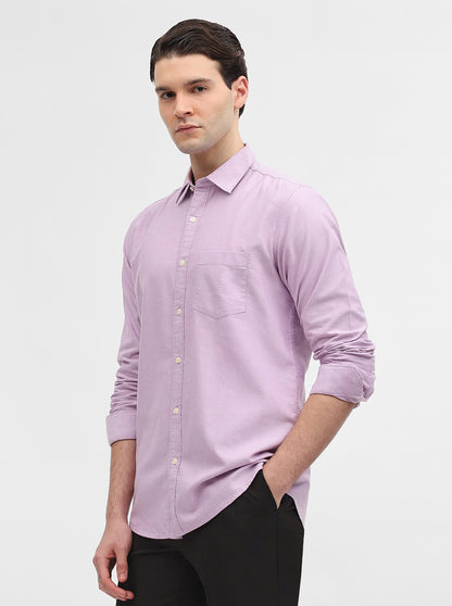 Lilac Purple Solid Slim Fit Casual Shirt | JadeBlue