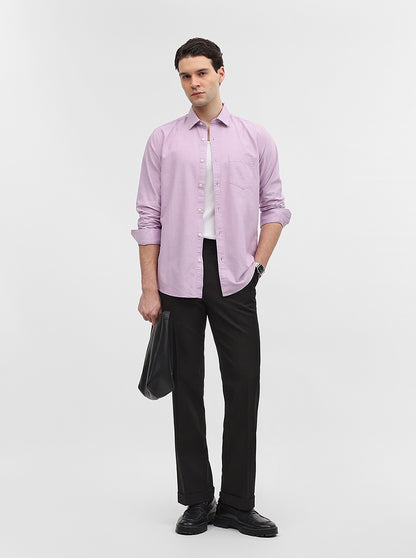 Lilac Purple Solid Slim Fit Casual Shirt | JadeBlue