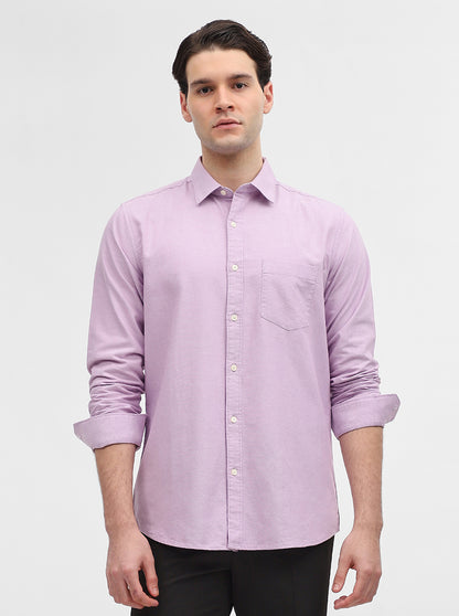 Lilac Purple Solid Slim Fit Casual Shirt | JadeBlue