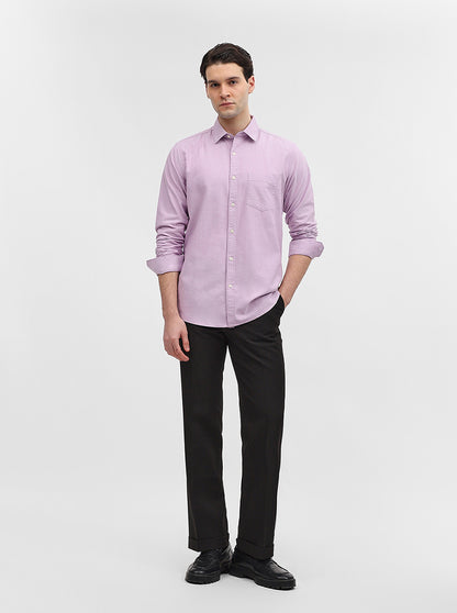 Lilac Purple Solid Slim Fit Casual Shirt | JadeBlue