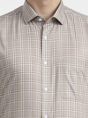 Brown Checked Regular Fit Formal Shirt | Greenfibre