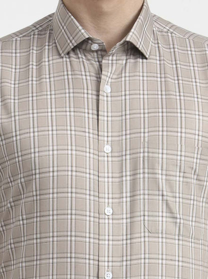 Brown Checked Regular Fit Formal Shirt | Greenfibre