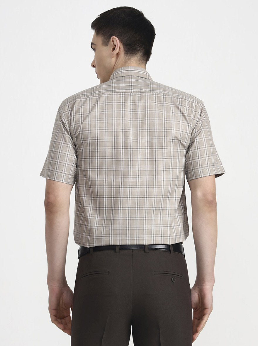 Brown Checked Regular Fit Formal Shirt | Greenfibre