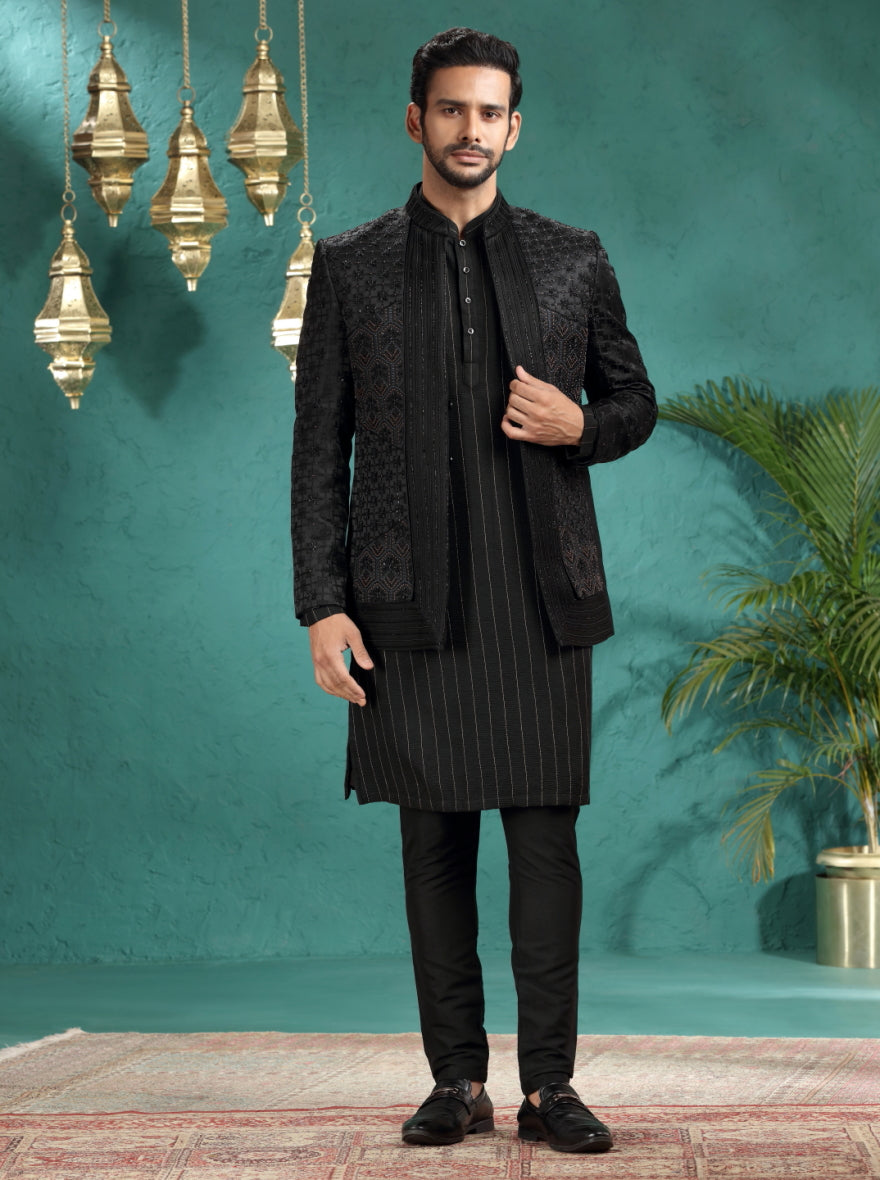 Black Embroidered Jodhpuri Suit | TULA