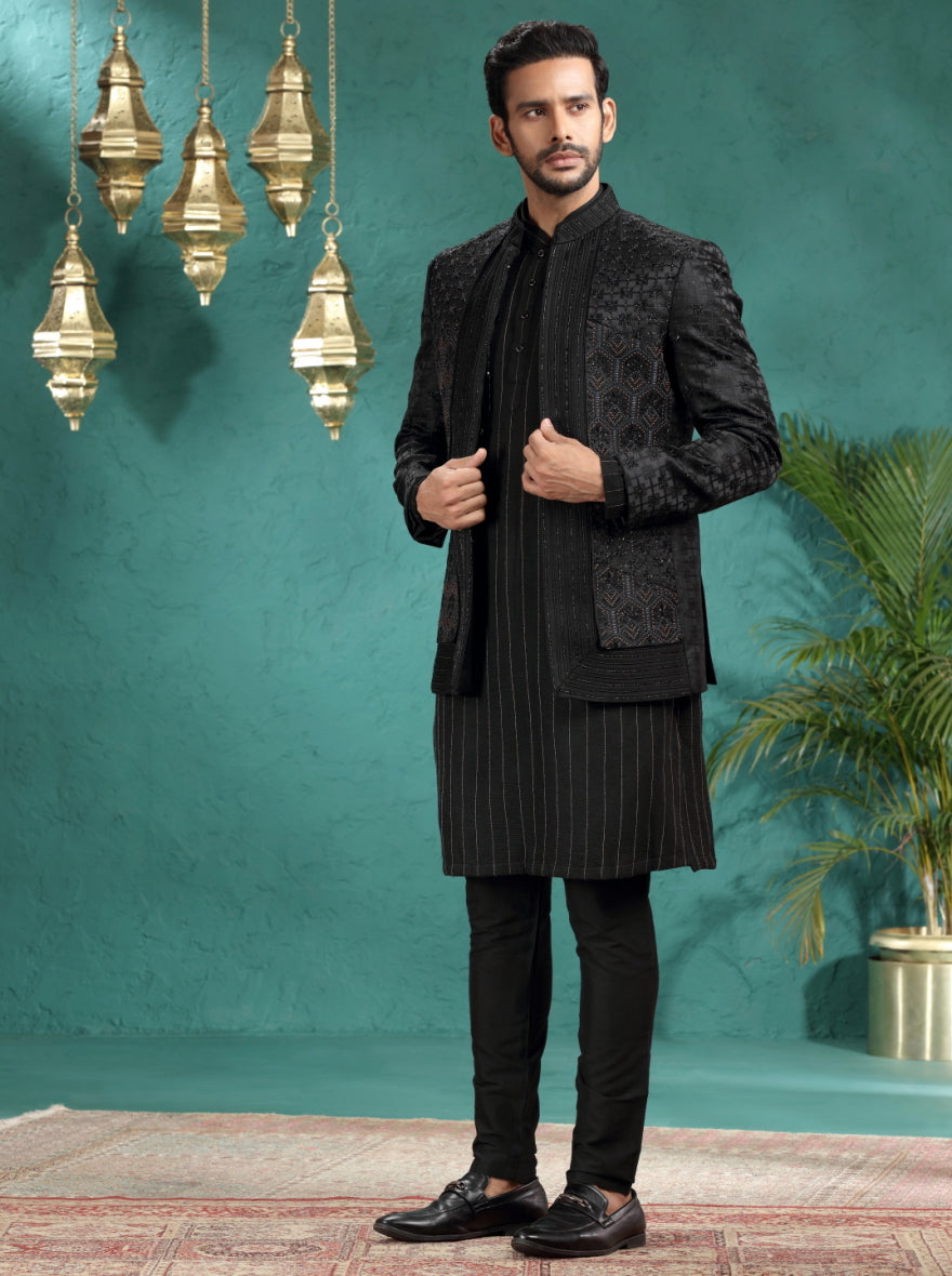 Black Embroidered Jodhpuri Suit | TULA