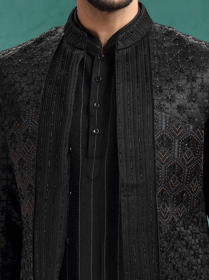 Black Embroidered Jodhpuri Suit | TULA
