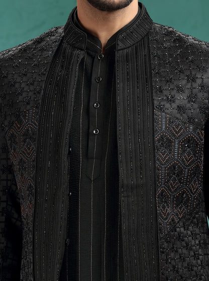 Black Embroidered Jodhpuri Suit | TULA