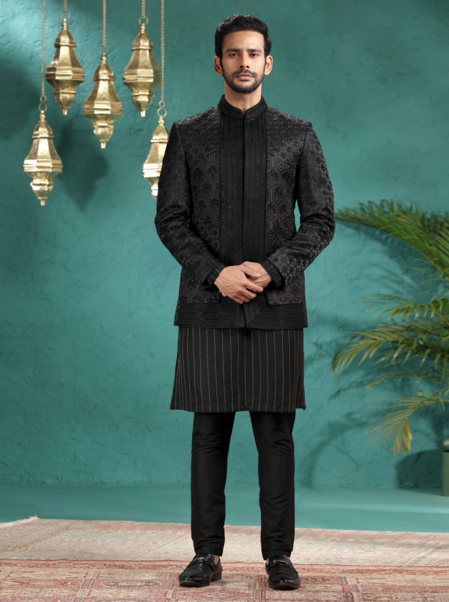 Black Embroidered Jodhpuri Suit | TULA