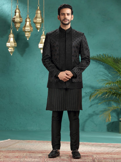 Black Embroidered Jodhpuri Suit | TULA