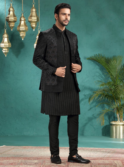 Black Embroidered Jodhpuri Suit | TULA