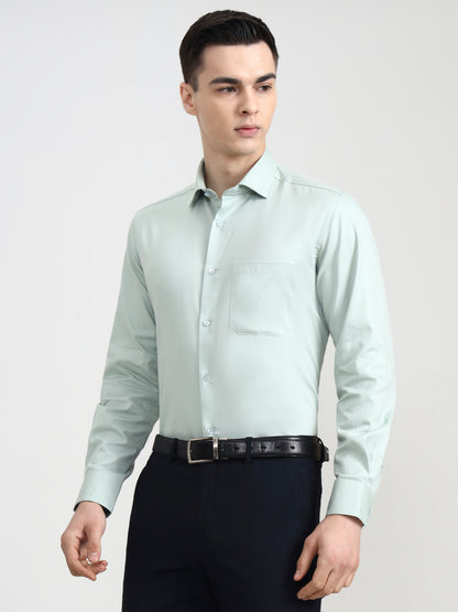 Light Pista  Solid Regular Fit Formal Shirt | JadeBlue