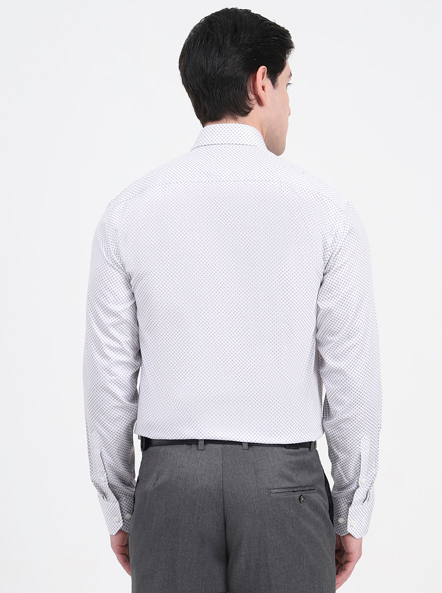 White & Grey Printed Regular Fit Formal Shirt | JadeBlue