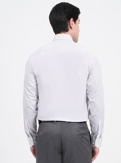 White & Grey Printed Regular Fit Formal Shirt | JadeBlue
