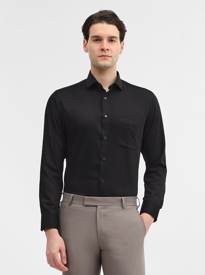 Black Solid Slim Fit Formal Shirt | Greenfibre