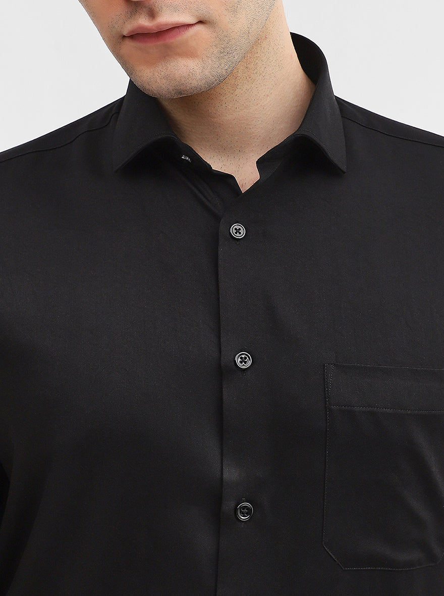 Black Solid Slim Fit Formal Shirt | Greenfibre