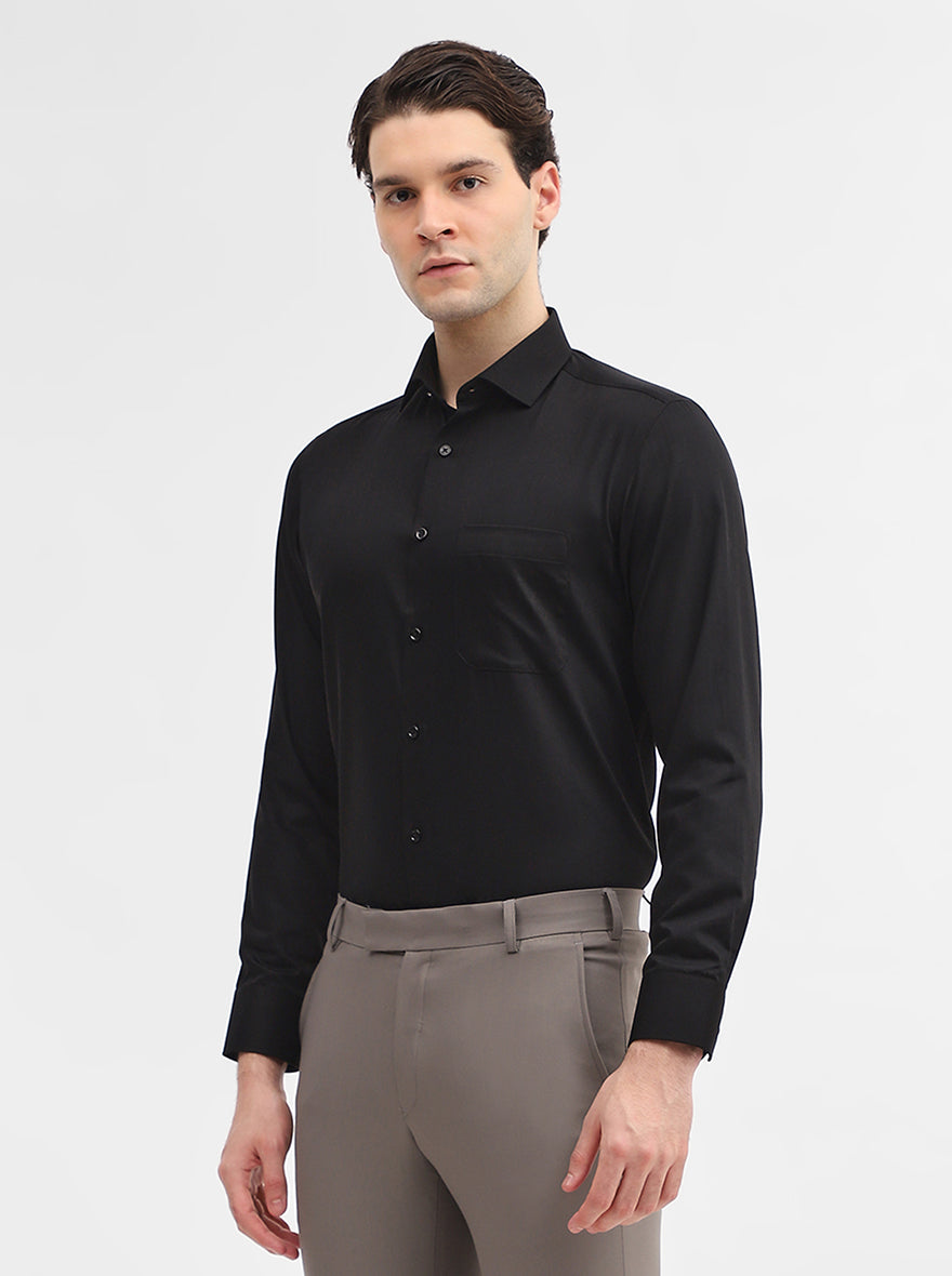 Black Solid Slim Fit Formal Shirt | Greenfibre