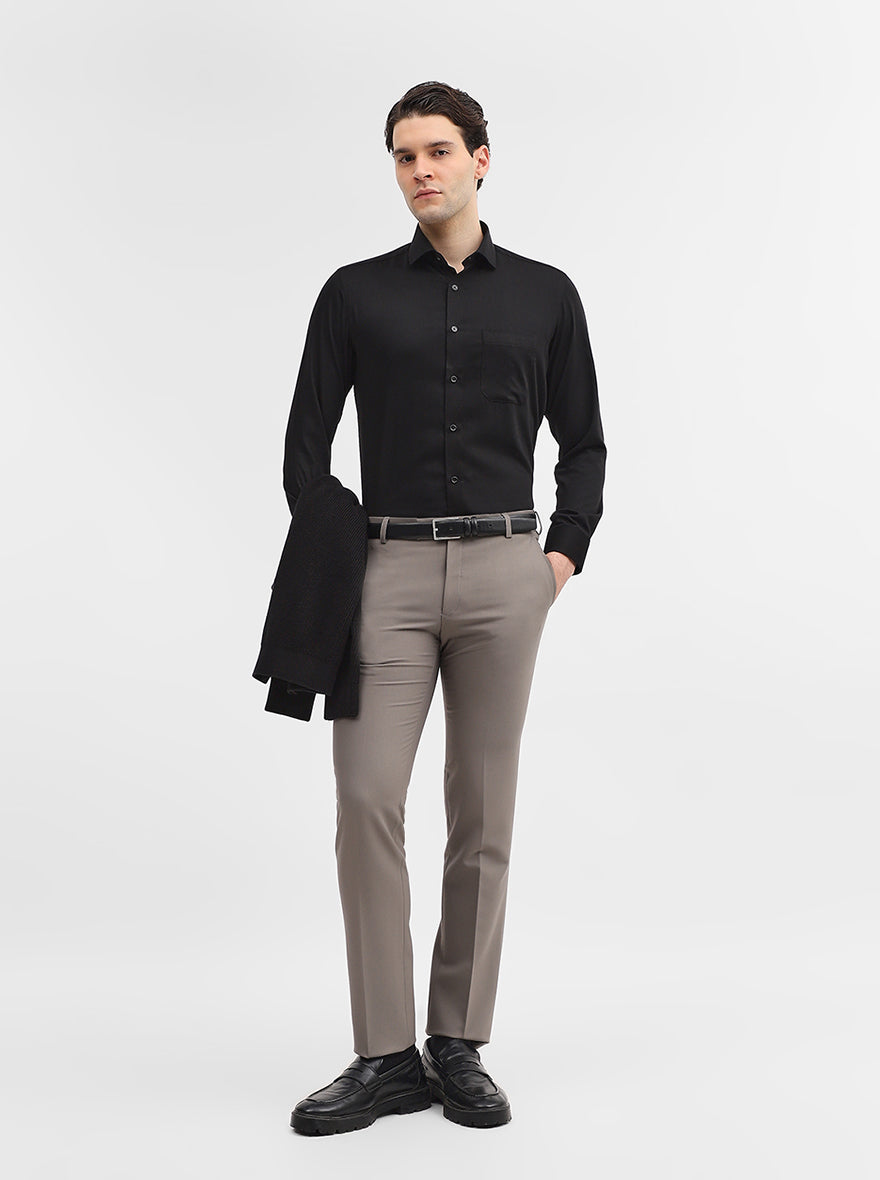 Black Solid Slim Fit Formal Shirt | Greenfibre