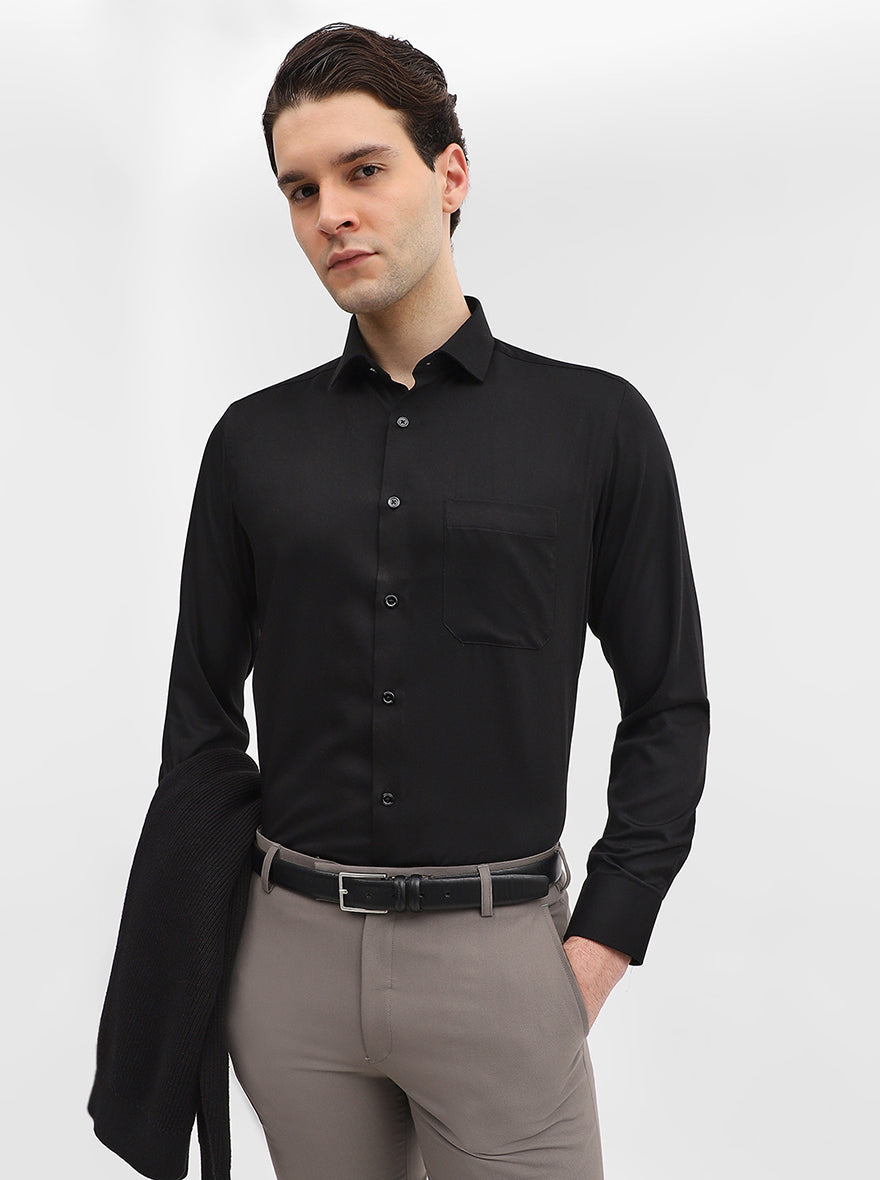 Black Solid Slim Fit Formal Shirt | Greenfibre
