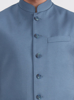 Blue Solid Regular Fit Modi Jacket | JadeBlue