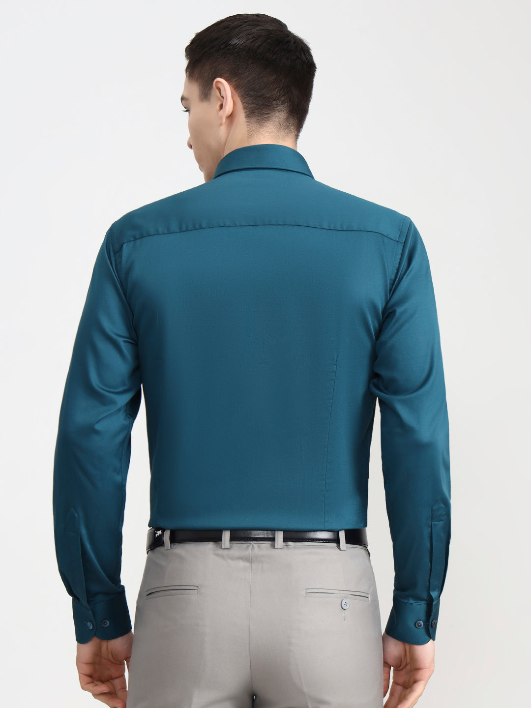 Teal Solid Slim Fit Party Wear Shirt | Wyre