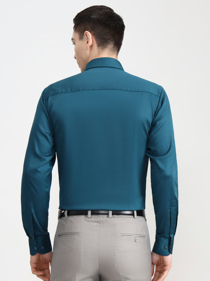 Teal Solid Slim Fit Party Wear Shirt | Wyre