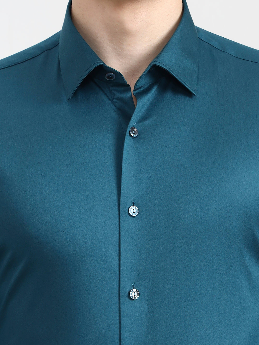 Teal Solid Slim Fit Party Wear Shirt | Wyre