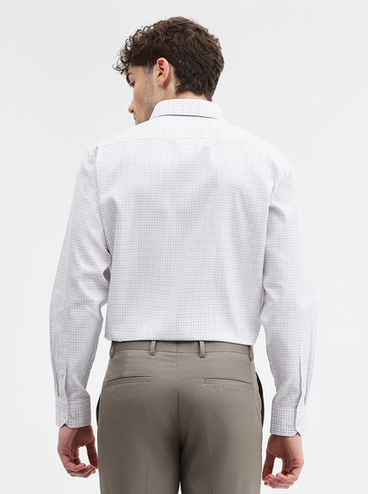 White & Blue Checked Regular Fit Formal Shirt | Greenfibre