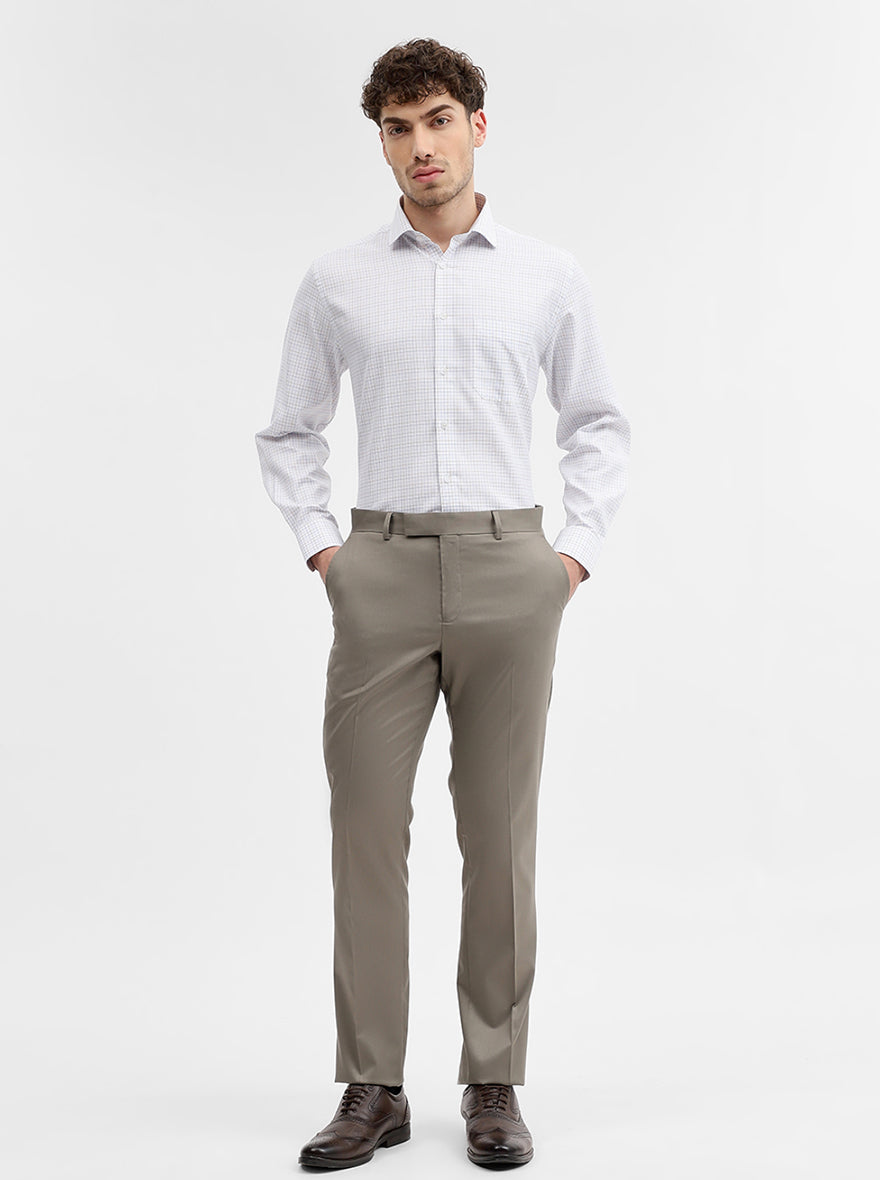 White & Blue Checked Regular Fit Formal Shirt | Greenfibre