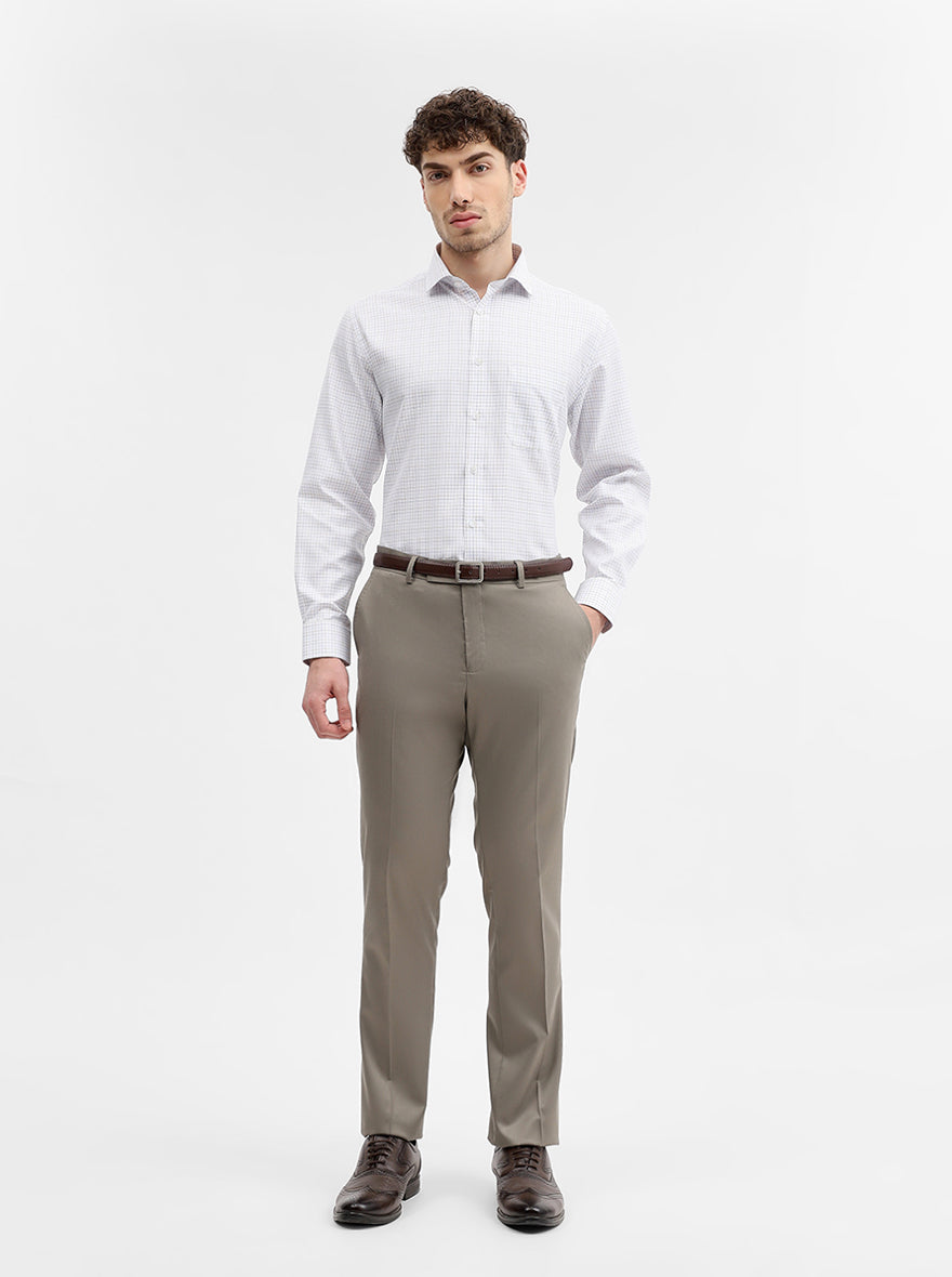 White & Blue Checked Regular Fit Formal Shirt | Greenfibre