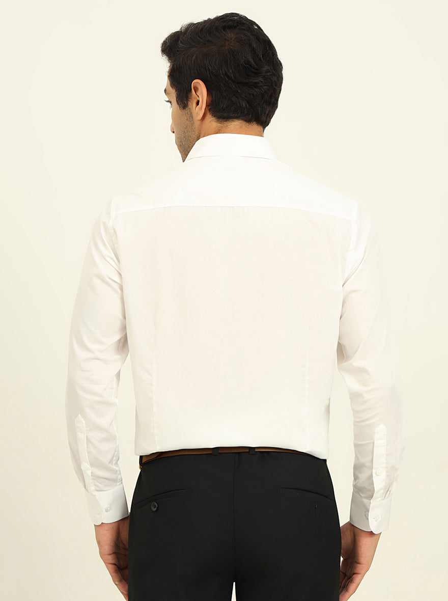 White Solid Slim Fit Formal Shirt | Metal
