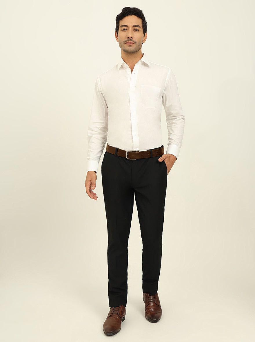 White Solid Slim Fit Formal Shirt | Metal